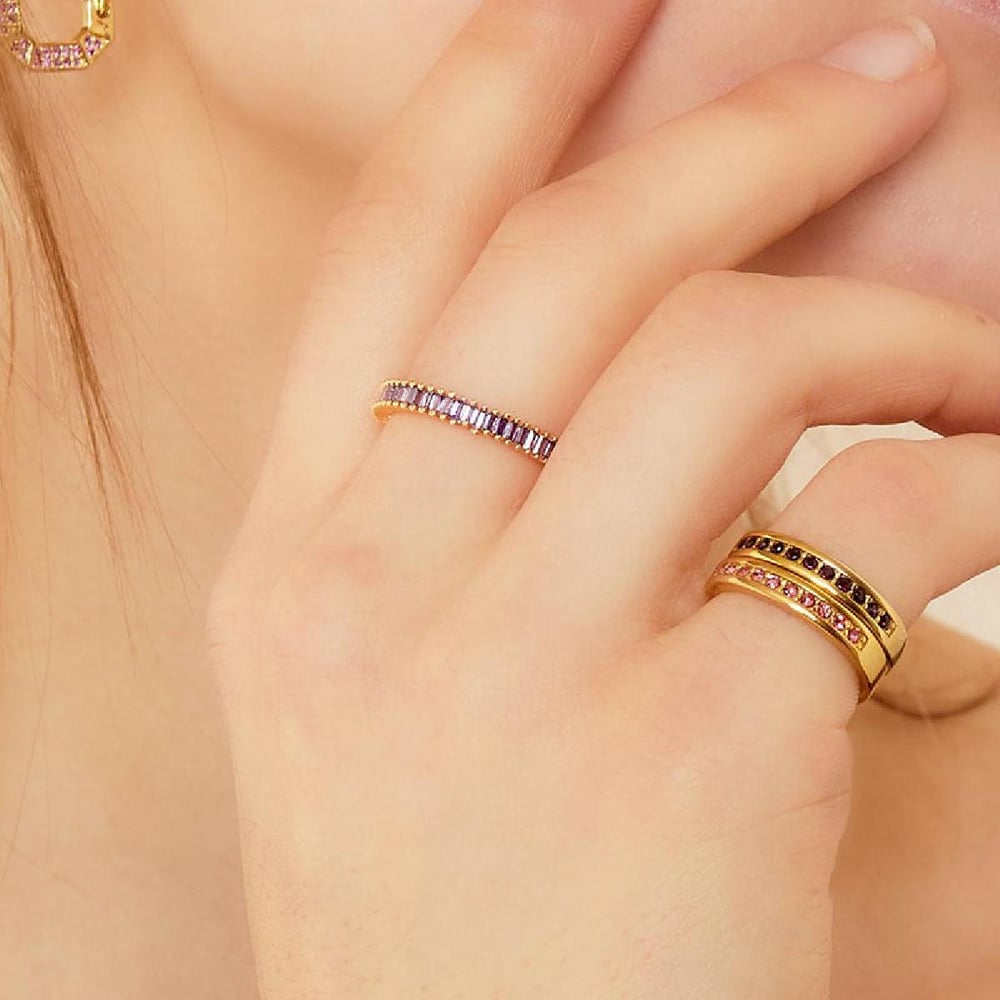 Stainless steel ring with zircon stones h5Picture4